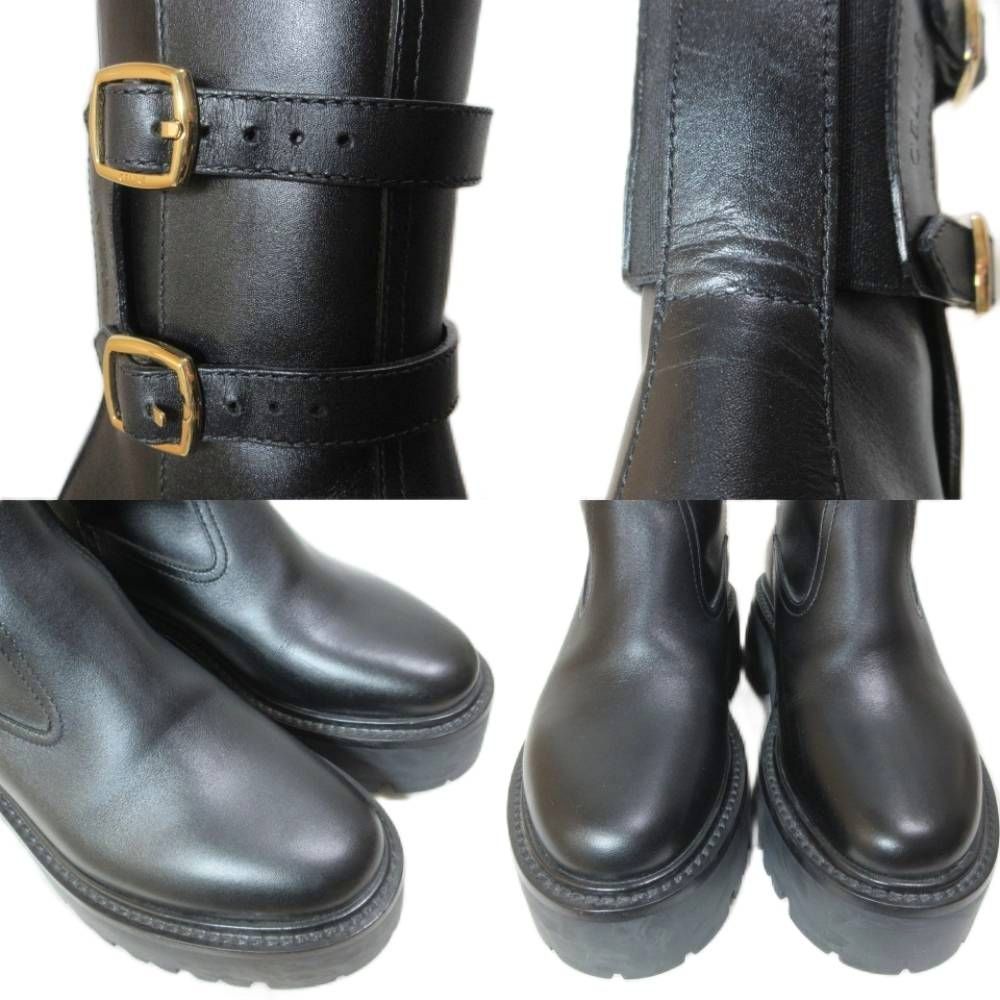 Celine Balki Buckle Diambout Platform Shoes 35 Black — view 7