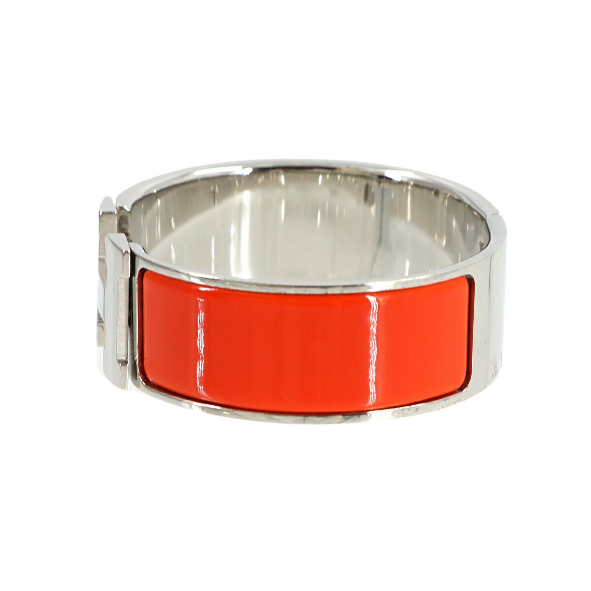 Hermes Clic Clac Bangle Orange Silver Bracelet — view 4