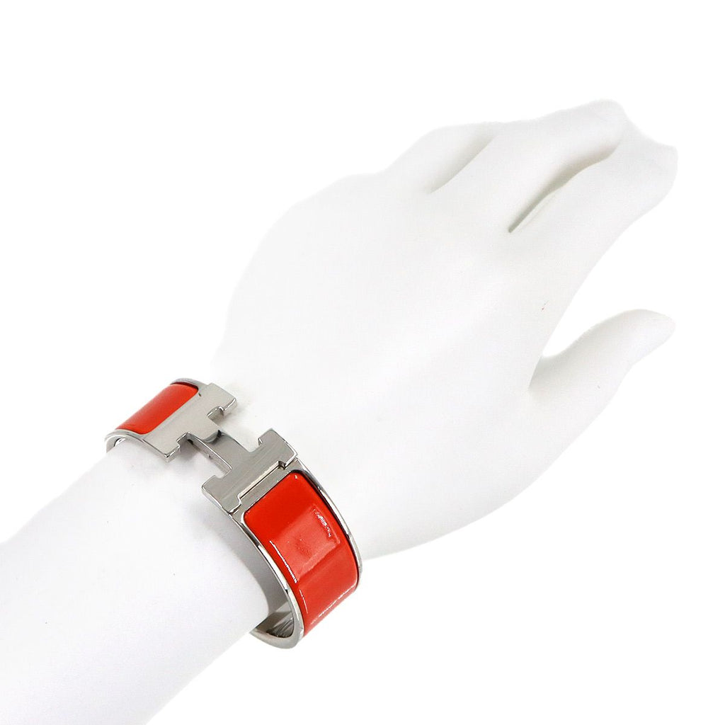 Hermes Clic Clac Bangle Orange Silver Bracelet — view 8