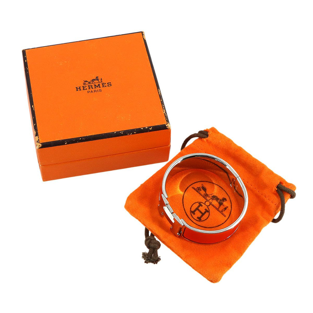 Hermes Clic Clac Bangle Orange Silver Bracelet — view 2