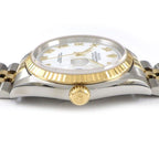 Rolex Watch Datejust P Number White Dial Roman Index Date 18k Yellow Gold SS — view 2