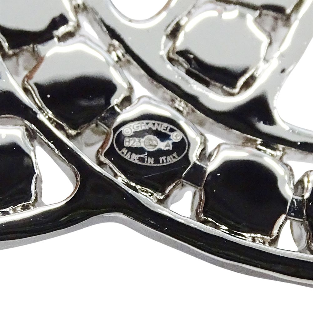 Chanel Brooch Metal Rhinestone CC Logo Silver Large Glitter — view 6