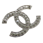 Chanel Brooch Metal Rhinestone CC Logo Silver Large Glitter — view 4