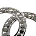 Chanel Brooch Metal Rhinestone CC Logo Silver Large Glitter — view 7