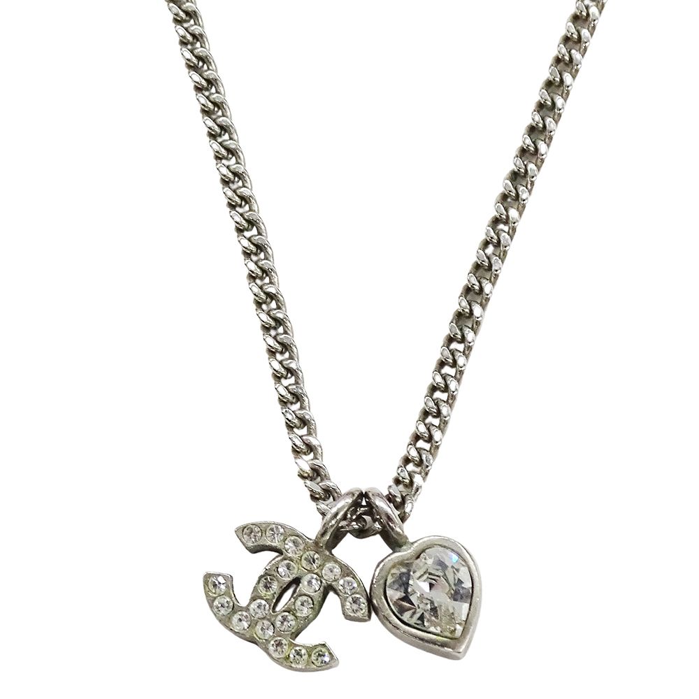 Chanel Necklace Metal Rhinestone CC Logo — view 2