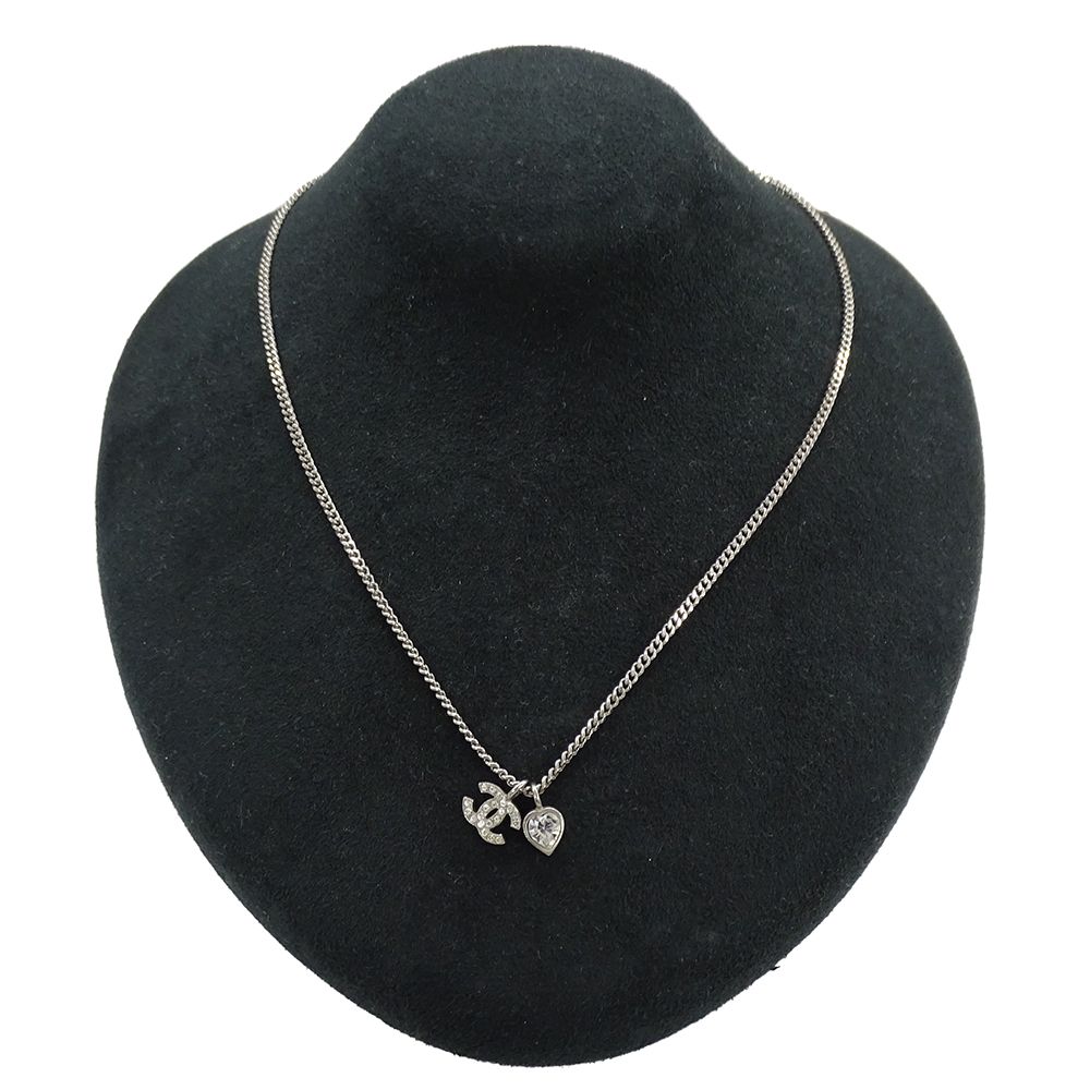 Chanel Necklace Metal Rhinestone CC Logo — view 9