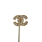 Chanel Rhinestone Pin Brooch CC Logo Gold — view 4