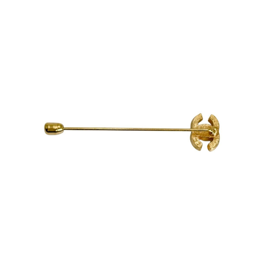 Chanel Rhinestone Pin Brooch CC Logo Gold — view 2