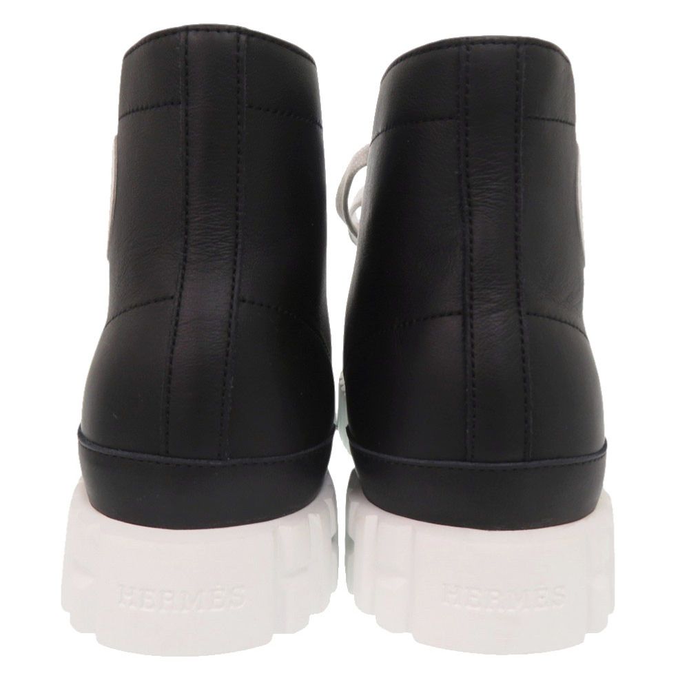 Hermes Climb High Cut Sneakers 36 Calf Leather Noir Black White Shoes — view 4