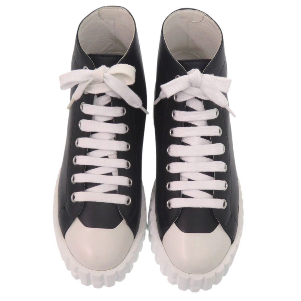 Hermes Climb High Cut Sneakers 36 Calf Leather Noir Black White Shoes — view 3