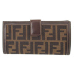 Fendi Zucca Pattern Canvas Leather Brown Hook Wallet — view 3