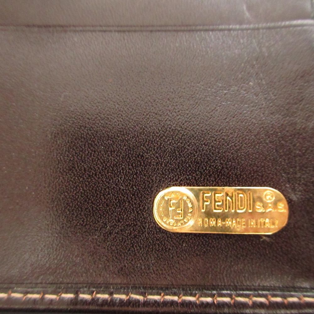 Fendi Zucca Pattern Canvas Leather Brown Hook Wallet — view 8