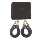 Hermes Villevolt GM Leather Blue Indigo Earrings — view 2