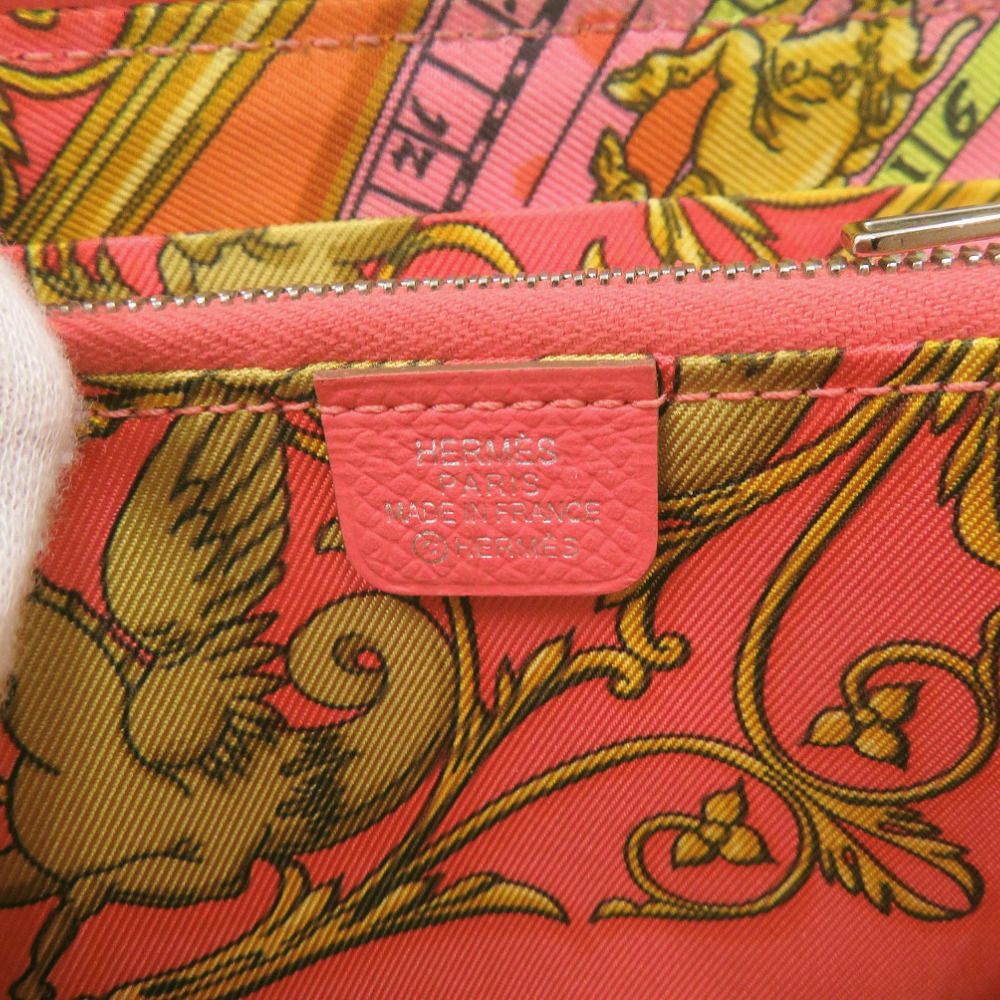 Hermes Azap Silk in Compact Veau Rose Gyople Coin Case Wallet — view 7