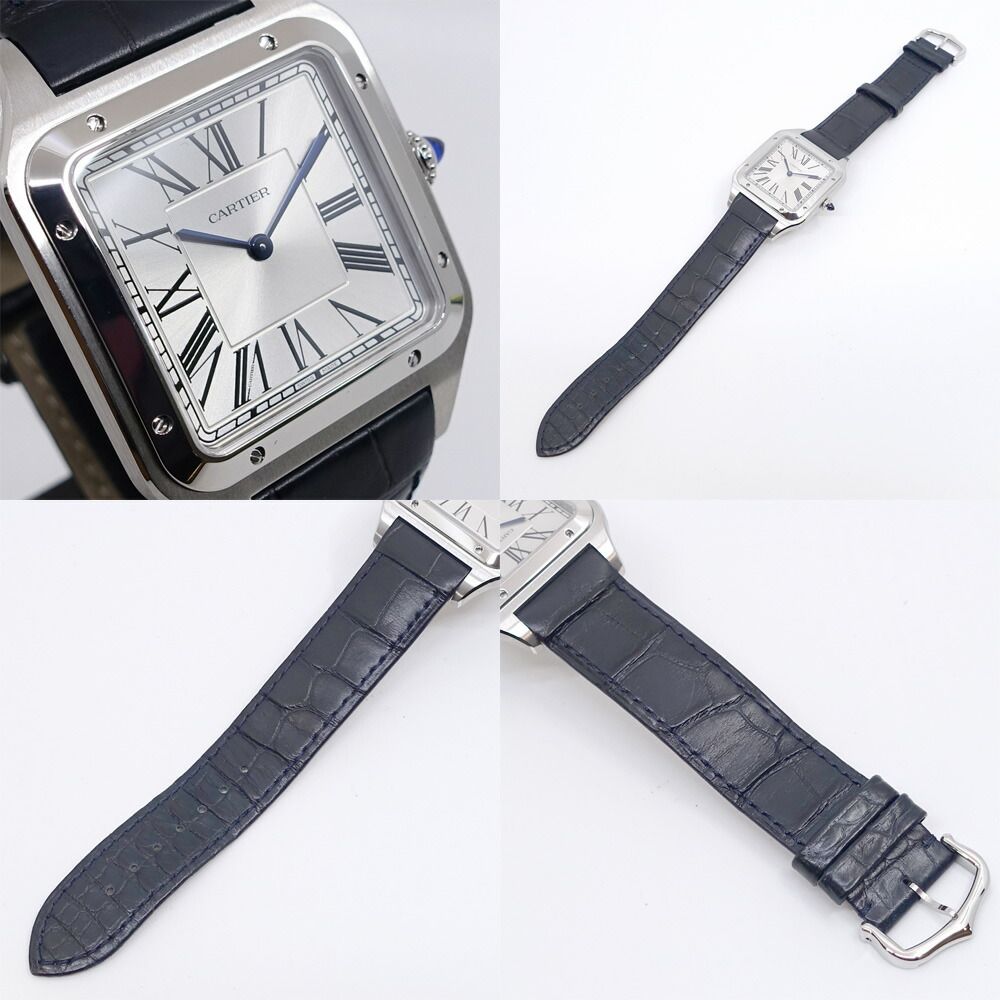Cartier Santos Dumont XL Watch SS Manual Winding Leather Box Polished — view 6
