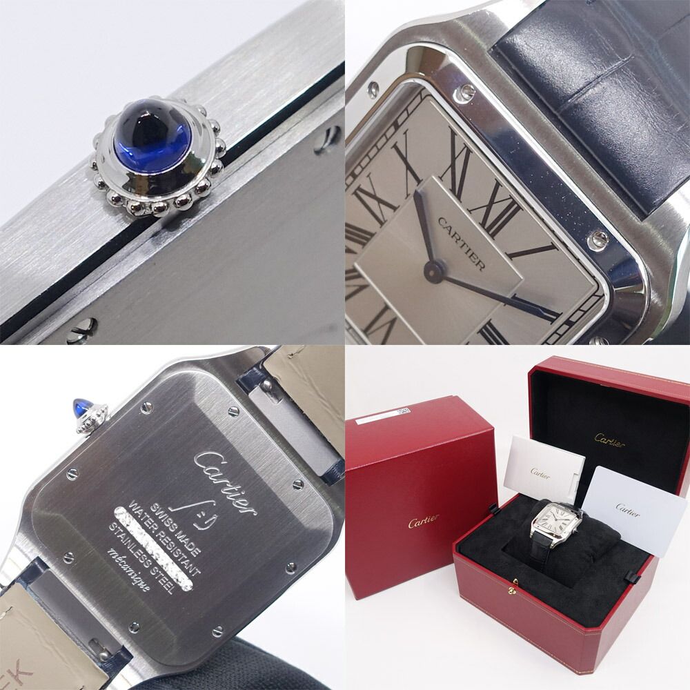 Cartier Santos Dumont XL Watch SS Manual Winding Leather Box Polished — view 8