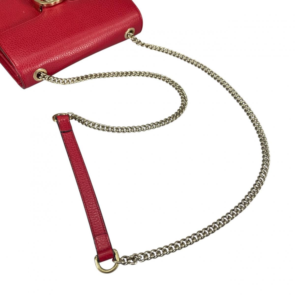 Gucci Cross Gold Chain Interlocking Red Shoulder Bag — view 9