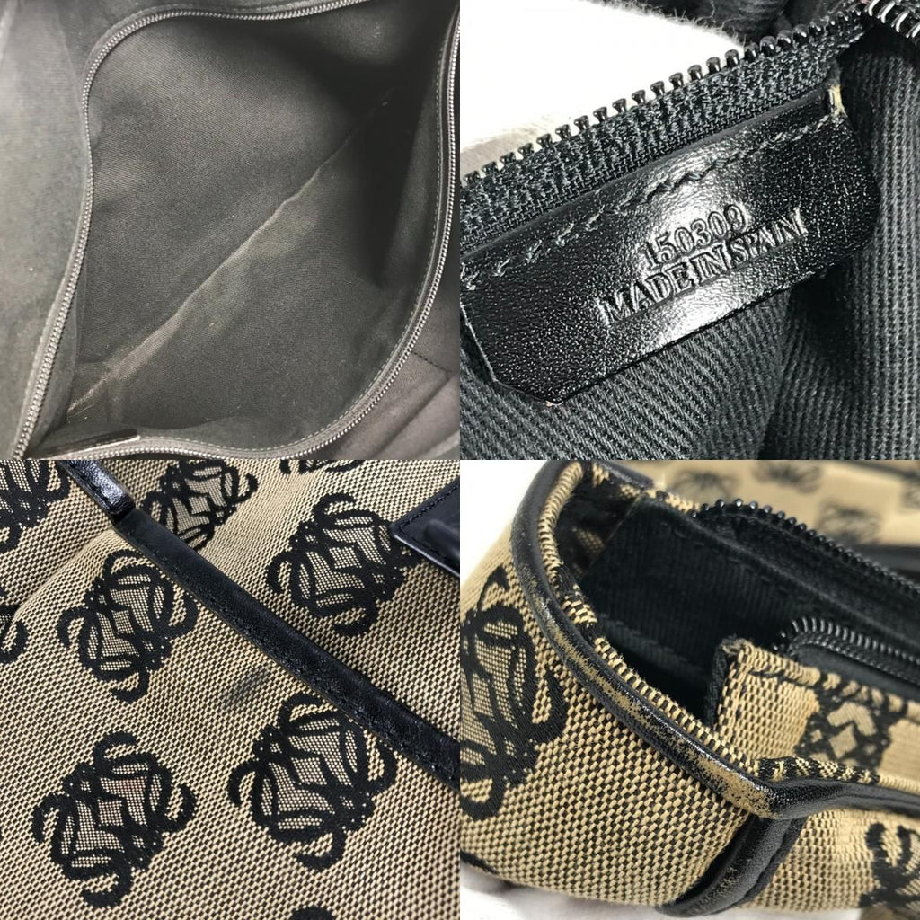 Loewe Business Bag Anagram Logo Leather Canvas Black — view 9