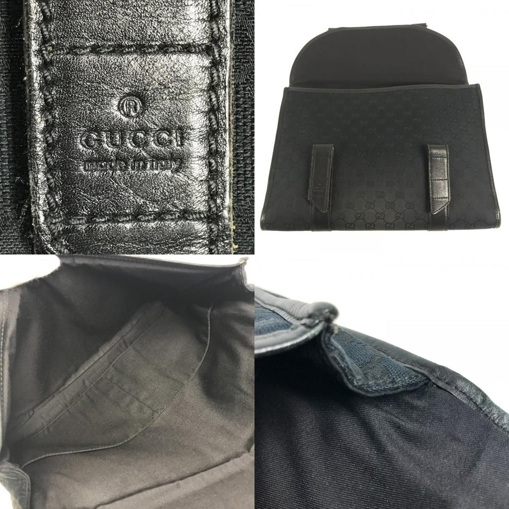 Gucci Clutch Logo GG Canvas Leather Black — view 8