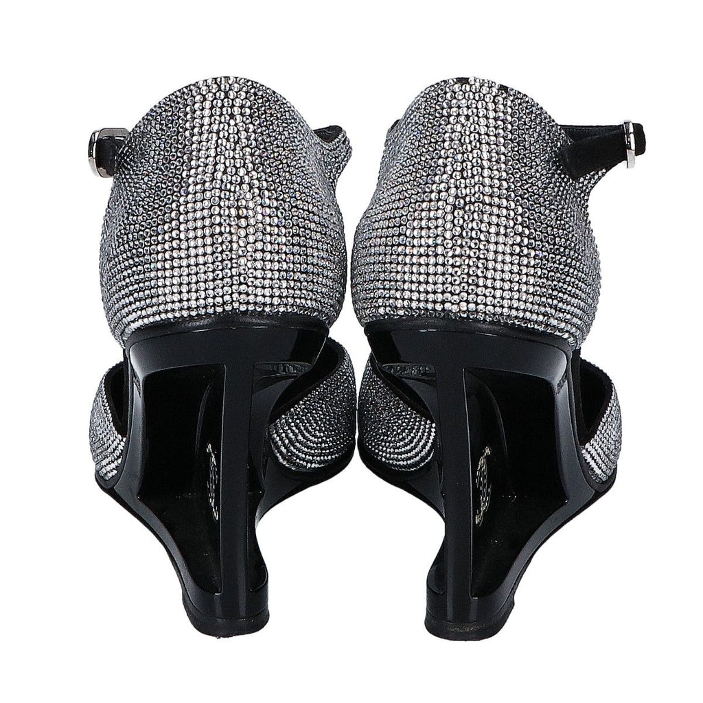 Chanel CC Logo Rhinestone Heel Sandals 37c — view 3