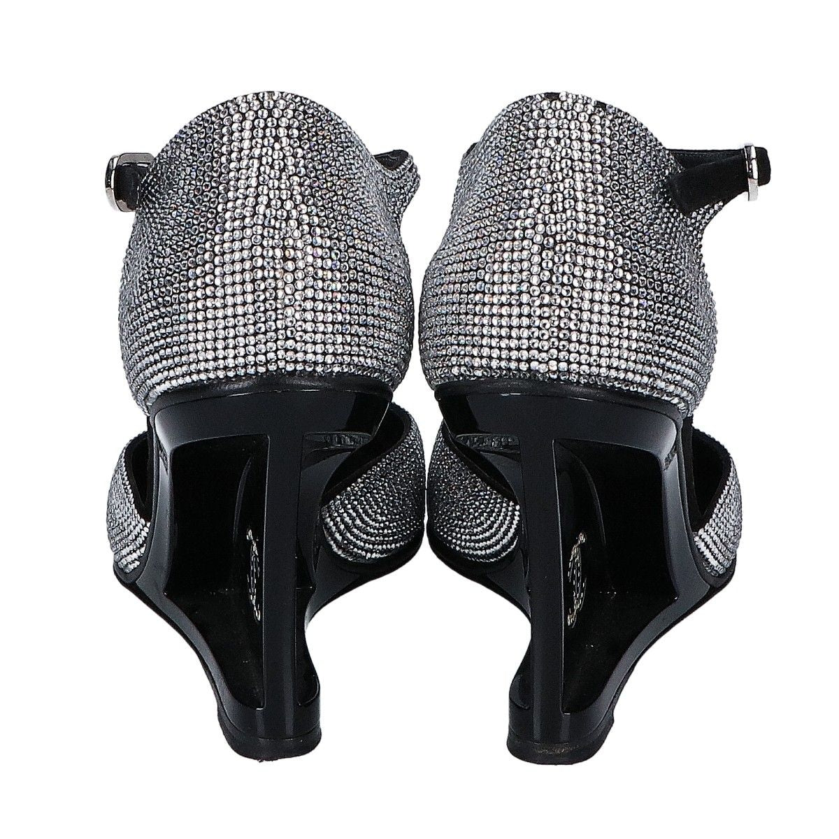 Chanel CC Logo Rhinestone Heel Sandals 37c — view 3