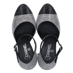 Chanel CC Logo Rhinestone Heel Sandals 37c — view 5