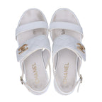 Chanel CC Logo Turnlock Quilted Patent Sandals 36 1 2C — view 5