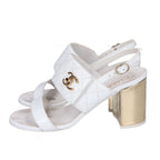 Chanel CC Logo Turnlock Quilted Patent Sandals 36 1 2C — view 2