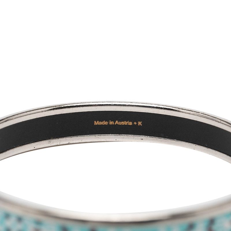 Hermes Enamel PM Cloisonne Bracelet Silver Blue Metal — view 5