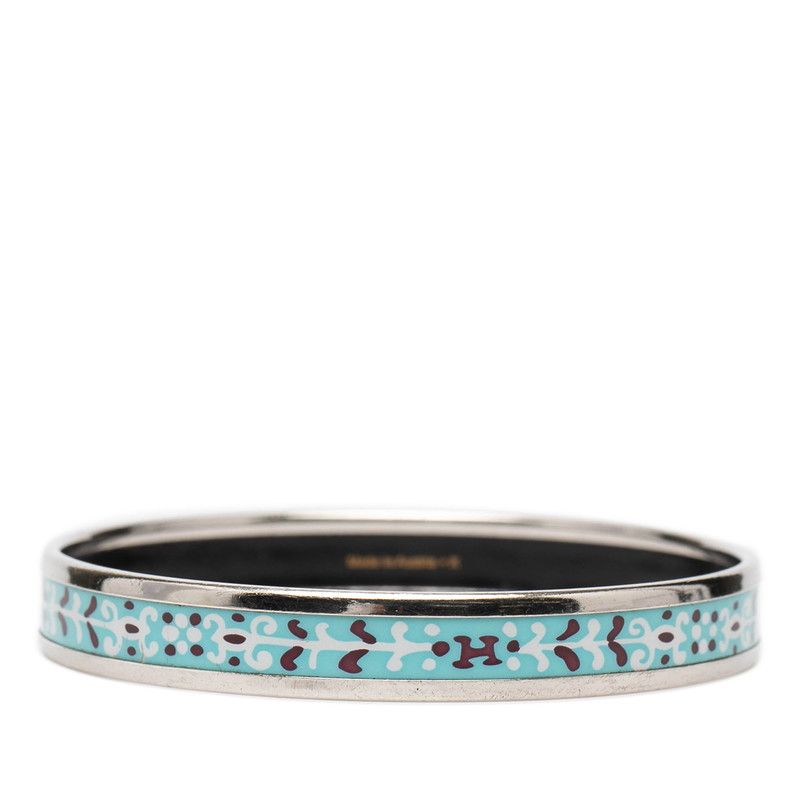 Hermes Enamel PM Cloisonne Bracelet Silver Blue Metal — view 3