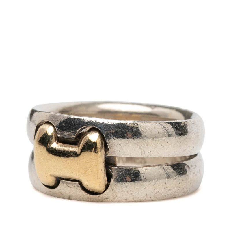 Hermes History Ring 49 Silver 18k Yellow Gold Combination — view 2