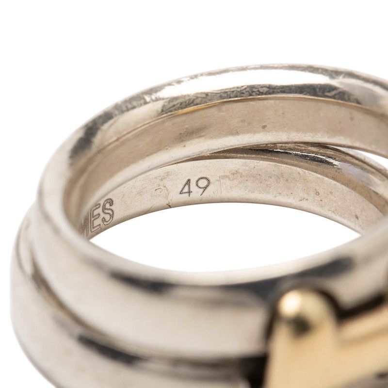 Hermes History Ring 49 Silver 18k Yellow Gold Combination — view 7