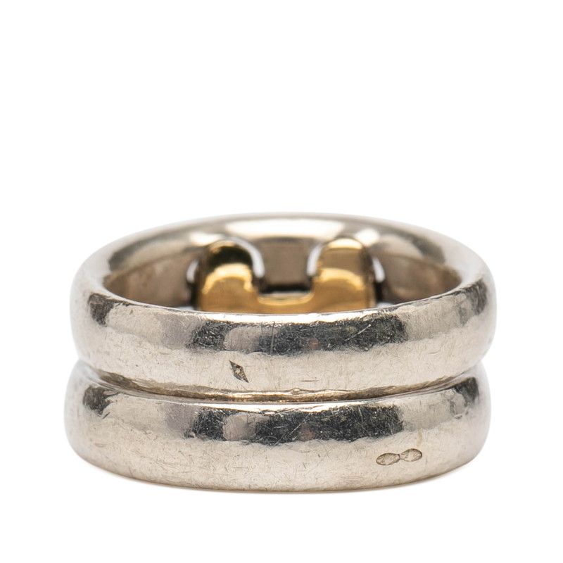 Hermes History Ring 49 Silver 18k Yellow Gold Combination — view 4