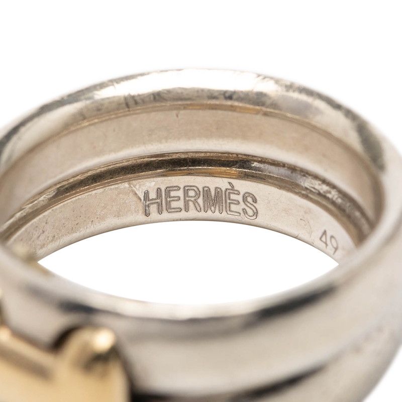 Hermes History Ring 49 Silver 18k Yellow Gold Combination — view 6