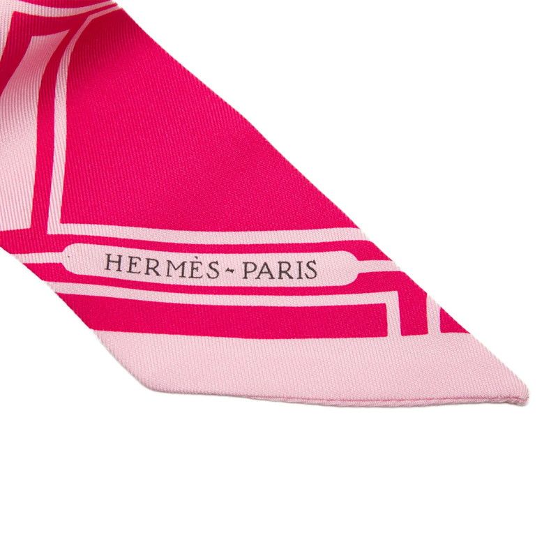 Hermes Twilly les Coupes Tattoo Coupe Tatouage Scarf Pink Silk — view 3