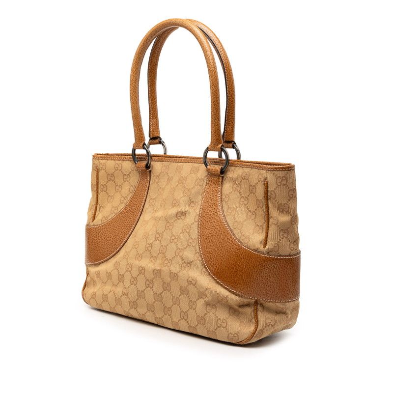 Gucci GG Canvas Tote Shoulder Bag Beige Leather — view 2
