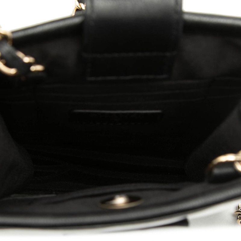 Chanel Logo Tweed Chain Shoulder Bag Phone Case Black Vinyl Leather — view 4