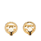 Chanel CC Logo Earrings Gold Plated Rhinestone — view 2