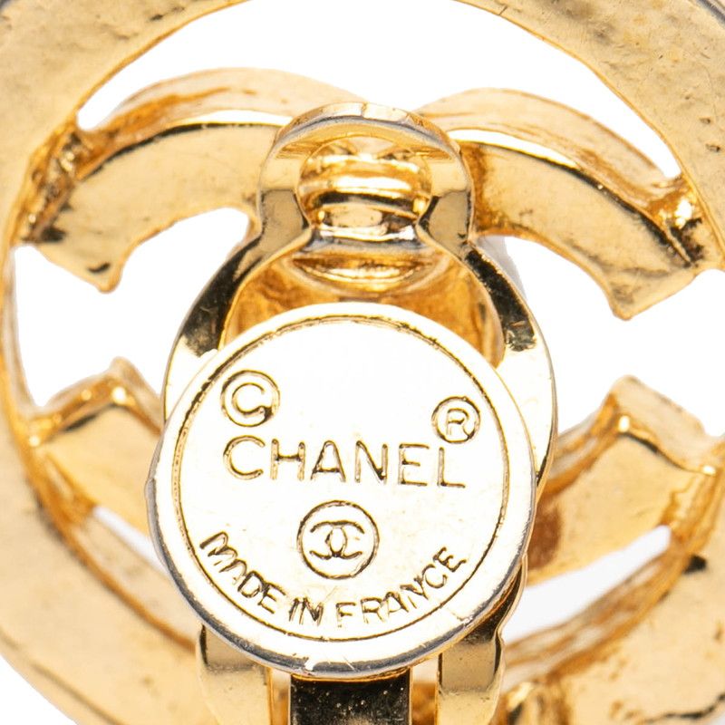 Chanel CC Logo Earrings Gold Plated Rhinestone — view 3