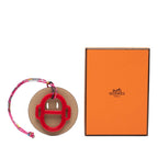 Hermes Petit Ash Monki Charm Brown Red Beige Veau Epsom Buffalo Horn Keychain — view 4
