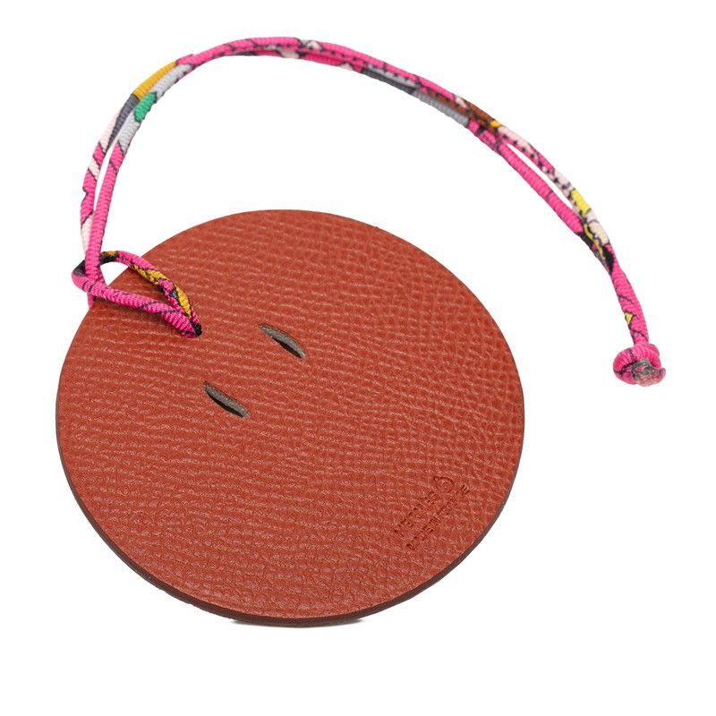 Hermes Petit Ash Monki Charm Brown Red Beige Veau Epsom Buffalo Horn Keychain — view 2