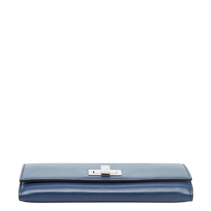 Fendi Peekaboo Wallet Blue Leather — view 3