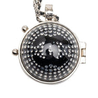 Chanel CC Logo Rhinestone Mila Necklace Silver Black Metal Leather — view 2