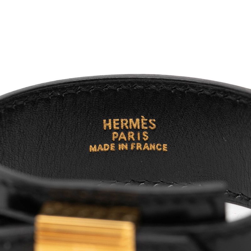 Hermes Artemis Bracelet Black Gold Leather Plated — view 4