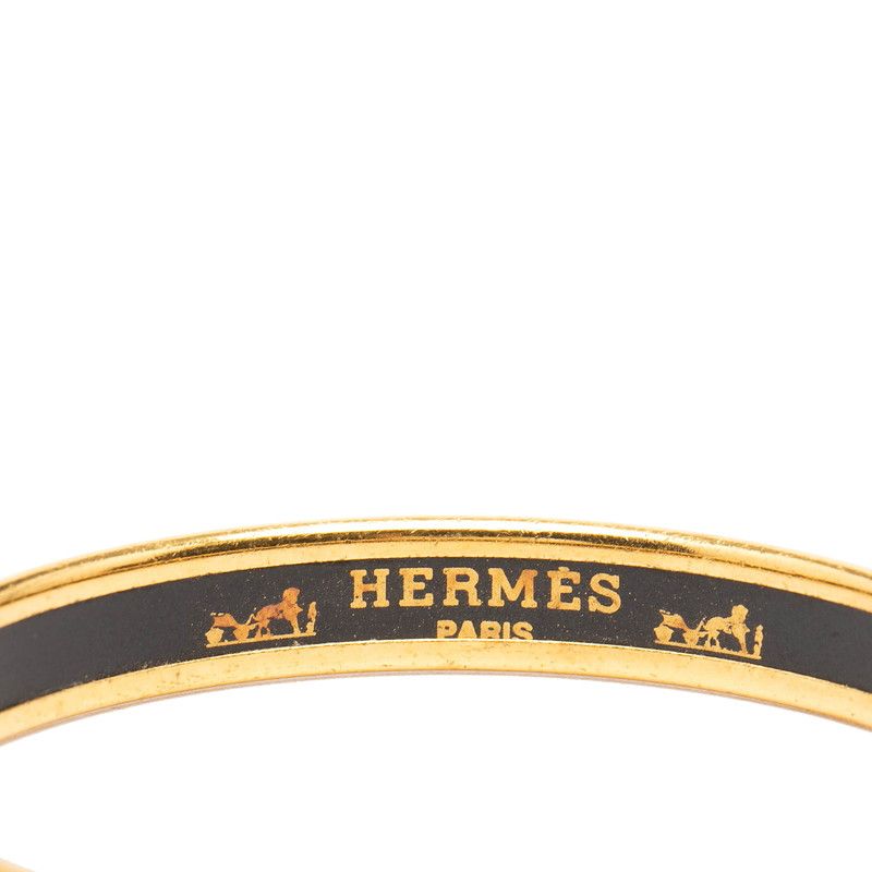 Hermes Enamel PM Cloisonne Bangle Gold Red Plated Bracelet — view 4