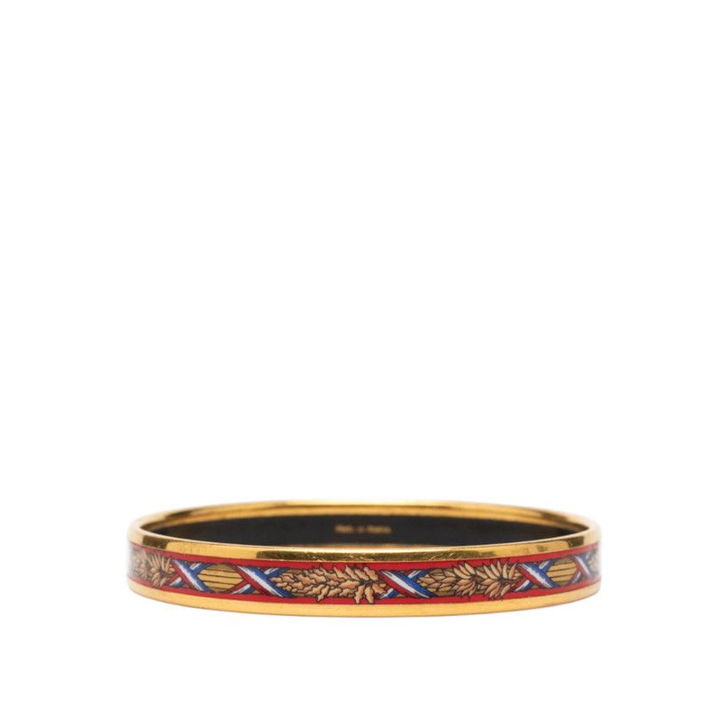 Hermes Enamel PM Cloisonne Bangle Gold Red Plated Bracelet — view 3