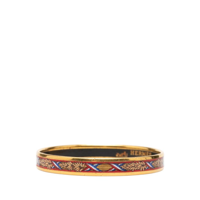 Hermes Enamel PM Cloisonne Bangle Gold Red Plated Bracelet — view 2
