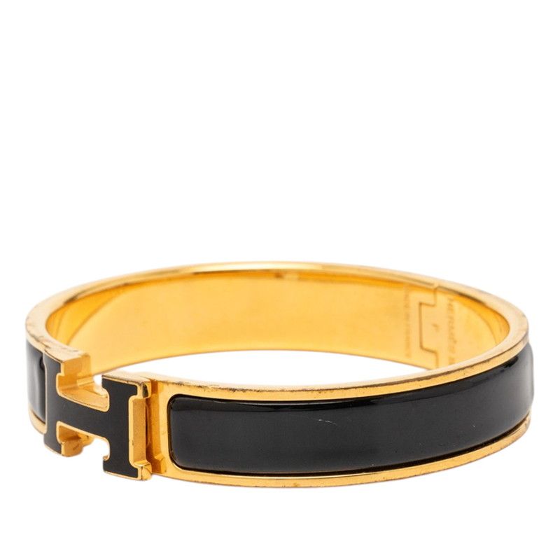 Hermes Click PM Glitter Bangle Gold Black Plated Bracelet — view 2