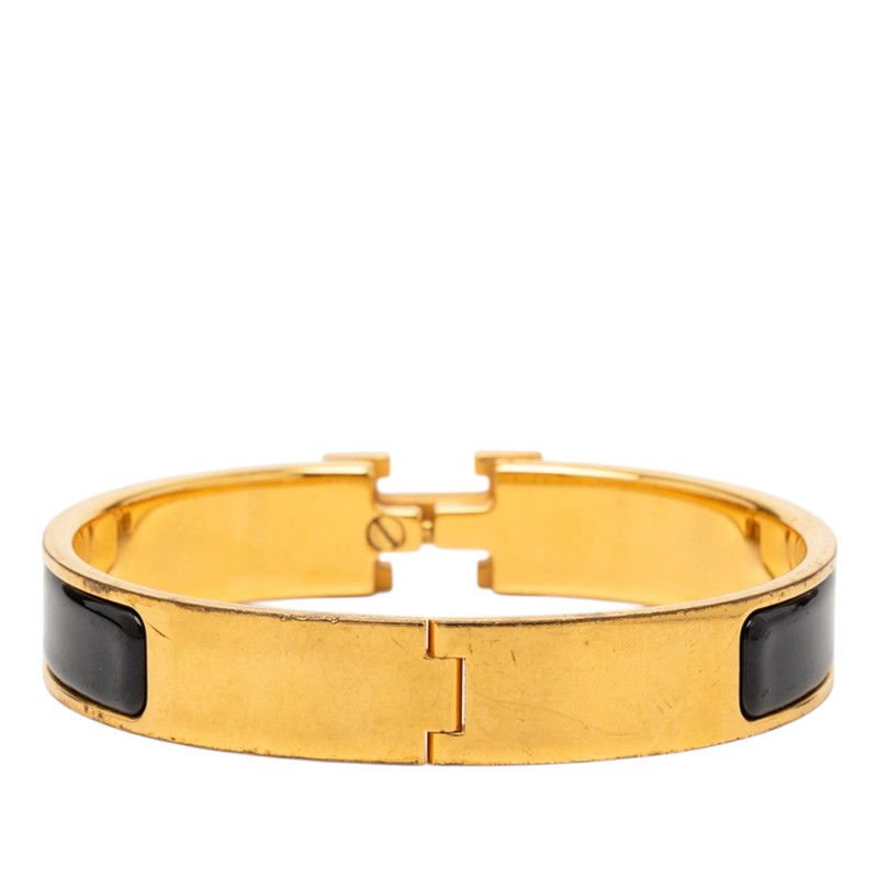 Hermes Click PM Glitter Bangle Gold Black Plated Bracelet — view 3