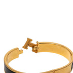 Hermes Click PM Glitter Bangle Gold Black Plated Bracelet — view 4
